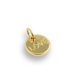 Round Letter Pendant, 18K Gold Filled Love Necklace, Letter Charm, Letter Jewelry, Round Necklace, DIY Jewelry Supplies, 8.4mm