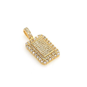 18K Gold Filled Rectangle Pendant, Micropavé CZ Rectangle Necklace, Zircon Pendant, Geometric Pendant, DIY Jewelry Supplies,13x25.5x3.5mm