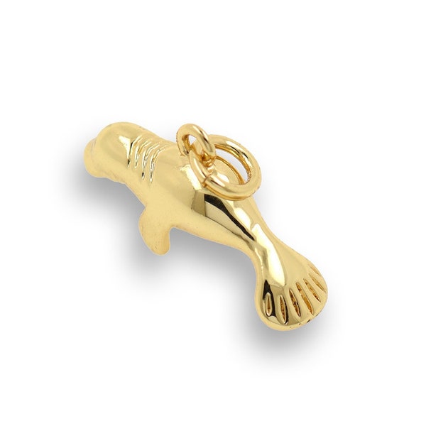 Cute Seal Charm, 18K Gold Stuffed Sea Animal Pendant, Sea Lion Pendant, Seal Charm, DIY Jewelry Supplies, 19.5x10mm