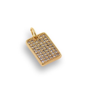 18K Gold Filled Rectangle Pendant, Micropavé CZ Rectangle Necklace, Zircon Pendant, Geometric Pendant, DIY Jewelry Supplies,8.5x12.5mm