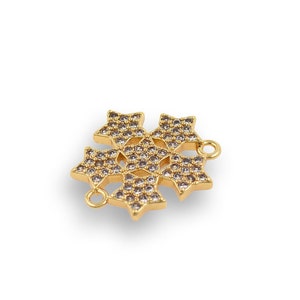 Six Star Connector, Micropavé CZ Jewelry Connector, 18K Gold Filled Star Charm, Necklace Connector, DIY Jewelry Supplies, 17x15mm