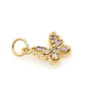18K Gold Filled Butterfly Charm, Micropavé CZ Butterfly Necklace, Insect Pendant, Flying Charm, For Jewelry Making