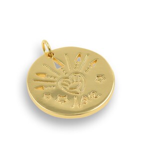 Pendentif à pièces rondes rempli d’or 18 carats, pendentif pour le cœur, pendentif pour les yeux, pendentif étoile, charme d’amour, collier rond, fournitures de bijoux de bricolage, 21mm