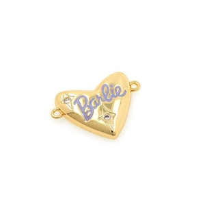18K Gold Filled Heart Connector, Micropavé CZ North Star Charm, Enamel Letter Charm, Heart Charm, DIY Jewelry Supplies, 10x15x3mm