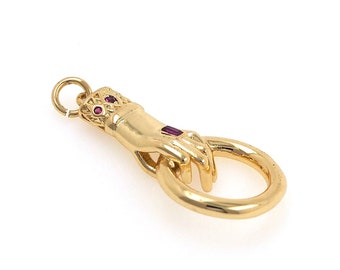 18K Gold Filled Brass Hand Pendant, Micropavé CZ Hand Necklace Bracelet Charm, Hand Jewelry, DIY Jewelry Supply, 30x15x4mm