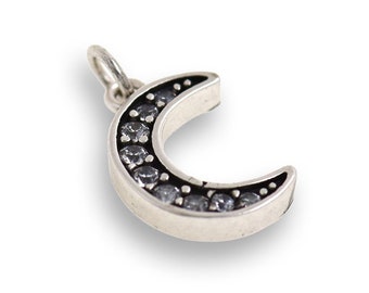 Micropavé CZ Mond Anhänger, Halbmond Anhänger, Mond Schmuck, Mond Halskette, DIY Schmuckzubehör, 13x9mm