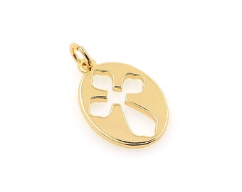 18K Gold Filled Oval Openwork Cross Pendant, Cross Necklace, Jesus Charm, Religious Pendant, Oval Charm, DIY Jewelry Supplies, 20x11.5x1mm