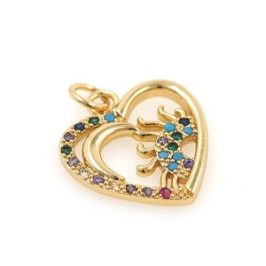 18K Gold Filled Heart Pendant,Micropavé CZ Sun Pendant,Crescent Moon Charm,Moon Necklace,Heart Jewelry,DIY Jewelry Supplies,22x16.5x2mm