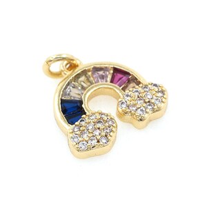 18K Gold Plated Rainbow Cloud Pendant, Micropavé Colored CZ Rainbow Jewelry Charm,For Jewelry Making