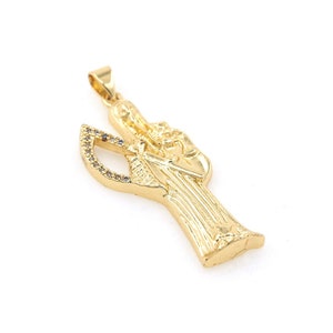 Grim Reaper Pendant,18K Gold Filled Death Charm,Micropavé CZ Character Sculpture Charm,Sculpture Pendant,For Jewelry Making