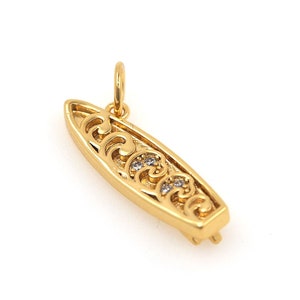 18K Gold Filled Rowing Necklace, Micropavé CZ Boat Pendant, Boating Team Gift, Rowing Jewelry, DIY Jewelry Supplies, 21x6.3x3.3mm
