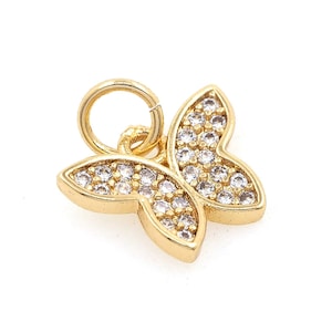 18K Gold Filled Delicate Butterfly Pendant,Flying Charm,Micropavé CZ Butterfly Necklace Charm,Insect Charm,For Jewelry Making