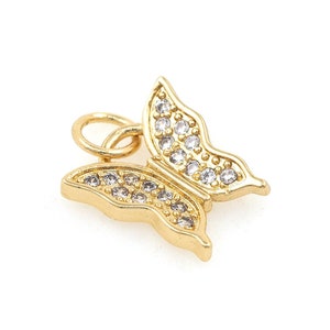 18K Gold Filled Delicate Butterfly Pendant,Flying Charm,Micropavé CZ Butterfly Necklace Charm,Insect Charm,For Jewelry Making