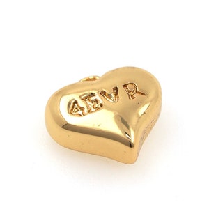 Pingente de coração de gelatina, pingente de coração cheio de ouro 18K, colar de coração, pingente de carta, joias de coração de carta, suprimentos de joias DIY, 9,5x10x4,5mm