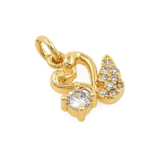 Swan Pendant, Bird Necklace, 18K Gold Filled Bird Charm, Micropavé CZ Mandarin Duck Charm,For Jewelry Making