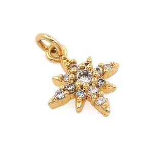 Polaris Necklace,Polaris Pendant, 18K Gold Filled Star Charm, Micropavé CZ Star Charm,For Jewelry Making