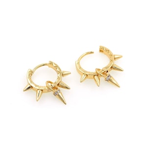 18k Gold Filled Gothic Hoop Earrings,Personalized Spike Hook Earring for Jewelry Making 20x21mm