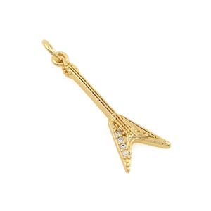 Colgante de instrumentos Micropavé CZ, colgante de bajo relleno de oro de 18 quilates, colgante de guitarra, regalo para amantes de la música para la fabricación de joyas