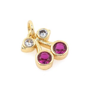 Cherry Charm, Cherry Pendant, Micropavé CZ Fruit Charm, Fruit Necklace, 18K Gold Filled Food Charm,For Jewelry Making
