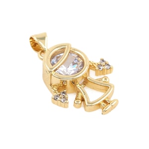 Girls Jewelry ,18K Gold Filled Girls Charm, Kids Pendant, Girls Pendant, Kids Charm, Micropavé CZ Kids Necklace,For Jewelry Making