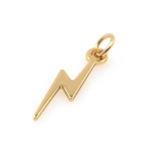 18K Gold Filled Lightning Pendant, Lightning Charm, Lightning Necklace, Weather Charm, For Earring Bracelet Necklace Making, 23x5x1mm