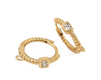 18K Gold Filled European and American Simple Zircon Stud Earrings, Gold Earrings, Huggie Earrings, Hoop Earrings, Earring Jewelry