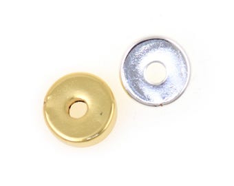 Minimalist Flat Washer Spacer Beads Gold Silver Round Disc Charms For DIY Jewelry Findings 10Pcs 7x3mm