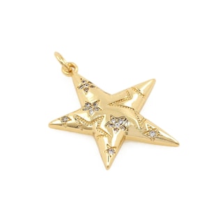 Micropavé CZ Personalized Pendant, 18K Gold Filled Star Necklace,Pentagram Charm,For Jewelry Making