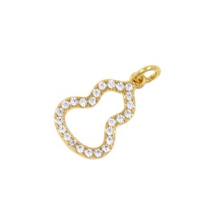 Lucky Chinese Gourd Pendant in Golden Frame with Sparkling Zircon Stones for Spiritual Jewelry 9.5x14.2mm