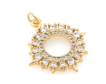 18K Gold Filled Ring Charm, Premium Trend Ring Pendant, Micropavé CZ Hollow Round Pendant,Fashion Charm,DIY Jewelry Supplies
