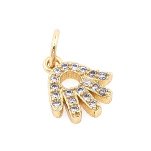18K Gold Filled Hand Pendant, Micropavé CZ Gesture Necklace Charm, Hand Pendant, Earrings, DIY Jewelry Supplies
