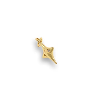 North Star Pendant, 18K Gold Filled North Star Necklace, Micropavé CZ Star Pendant, Starburst Charm, DIY Jewelry Supplies, 8x17mm