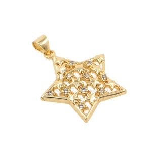Personalized Pendant, Micropavé CZ Pentagram Charm, 18K Gold Filled Star Necklace,For Jewelry Making
