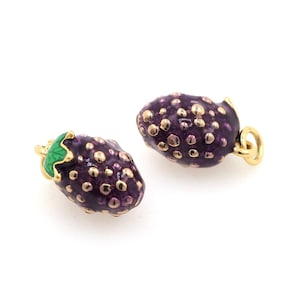 18K Gold Filled Gold Raspberry Charm, Raspberry Charm, 3D Fruit Charm, Raspberry Jewelry, Berry Necklace, DIY Jewelry Supplies, 15x9x7mm