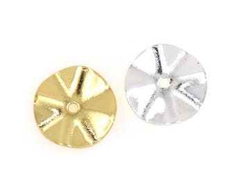 Concave Pattern Metal Spacer Charms Round Disc Bead Caps In Gold And Silver For Handmade Jewelry Accessories 10Pcs 10mm
