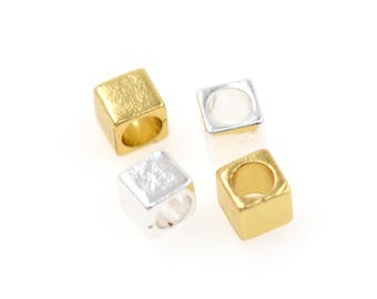 Minimalist Cube Spacer Beads Square Shape In Gold Silver For DIY Craft Handmade Jewelry Projects 10Pcs 3x3mm
