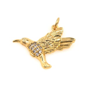 Micropavé CZ Eagle Pendant,18K Gold Filled Bird Pendant,Flying Charm,Bird of Prey Necklace,Eagle Charm,DIY Jewelry Supplies,24.5x23x3mm