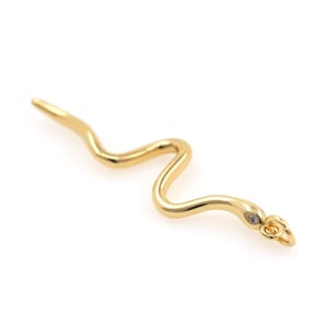 Snake Pendant, 18K Gold Filled Snake Necklace, Simple Pendant, Animal Charm, Reptile Charm, DIY Jewelry Supplies, 41.5x10x1.7mm