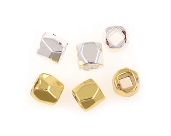 Chic Geometric Square Spacer Beads Gold Silver Irregular Cube For DIY Necklace Bracelet Jewelry Projects 10Pcs 3.3x3mm