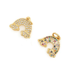 18K Gold Plated Rainbow Cloud Pendant, Micropavé Colored CZ Rainbow Jewelry Charm,For Jewelry Making