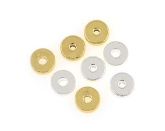 Round Flat Disc Spacer Beads Gold Silver Washer Style Metal Connectors For DIY Bracelet Necklace Jewelry 10Pcs 5x2mm