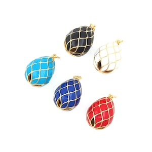 Egg Jewelry, Egg Pendant, Micropavé CZ Egg Charm, 18K Gold Filled Enamel Charm, Enamel Egg Charm, For Jewelry Making
