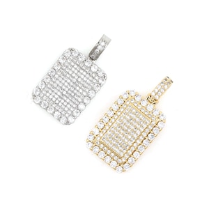 18K Gold Filled Rectangle Pendant, Micropavé CZ Rectangle Necklace, Zircon Pendant, Geometric Pendant,For Jewelry Making