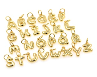Einzigartige Goldblase Stil Buchstabe Charms A bis Z Alphabet Anhänger für individuelle Schmuck Halskette Armband 8 x 12 mm
