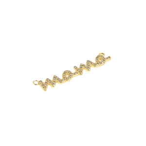 Colgante de oro con la frase "MAMA" y adornos de circonitas - Joya romántica DIY, 8,7 x 41,9 mm