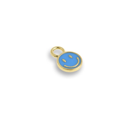 Expression Charm DIY Jewelry Making Supplies Enamel Charm Face Expression Pendant 18K Gold Filled Round Charm Round Enamel Necklace