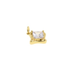 Minimalistischer quadratischer CZ-Anhänger in Goldrahmen mit weichem Kantendetail, ideal für elegante Alltagshalsketten, 13.6x12.2 mm