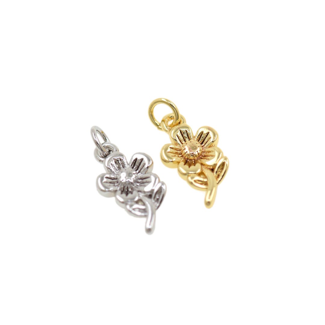 Fancy Gold R Flower Elegant Flower Pendant in Silver and 18K Gold Filled Tone, Delicate ...