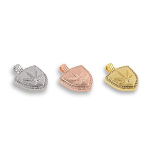 Badge hanger, 18K goud gevulde esdoorn blad hanger, micropavé CZ esdoorn blad ketting, schild sieraden, esdoorn blad charme, botanische ketting, 15x21mm