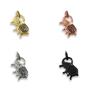 Delicate Beetle Pendant, 18K Gold Stuffed Scarab Necklace, Insect Charm, Animal Jewelry, DIY Jewelry Accessories, 16x25mm, 6mm Thick